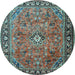 Round Machine Washable Persian Light Blue Traditional Rug, wshtr2781lblu