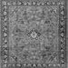 Round Machine Washable Persian Gray Traditional Rug, wshtr2781gry