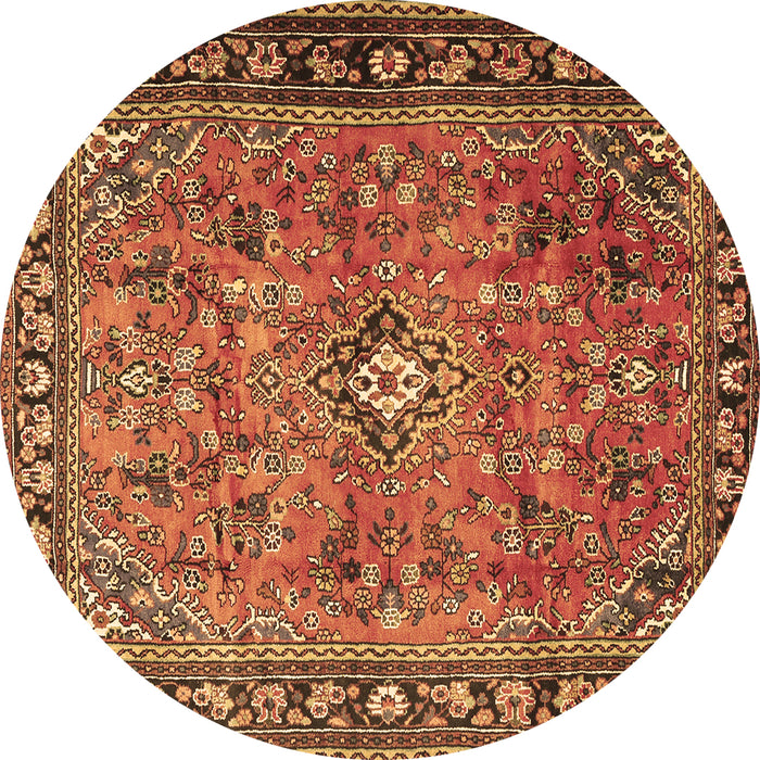 Round Machine Washable Persian Brown Traditional Rug, wshtr2781brn