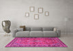 Machine Washable Persian Pink Traditional Rug in a Living Room, wshtr2781pnk