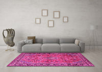 Machine Washable Persian Pink Traditional Rug, wshtr2781pnk