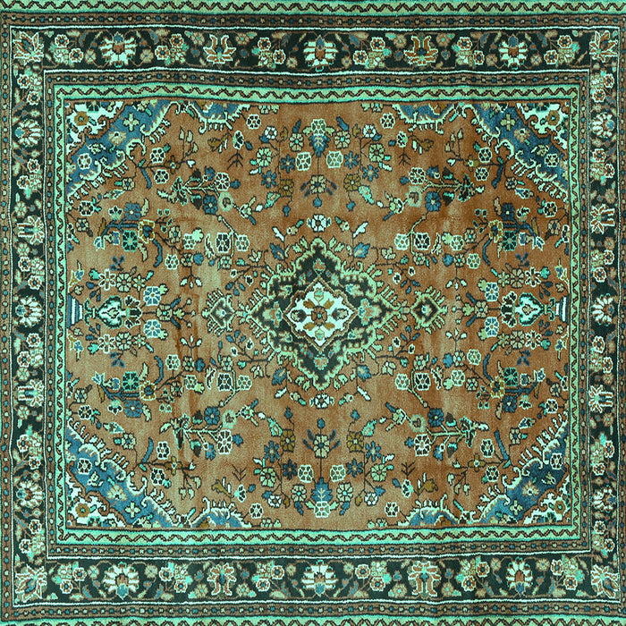 Square Machine Washable Persian Turquoise Traditional Area Rugs, wshtr2781turq