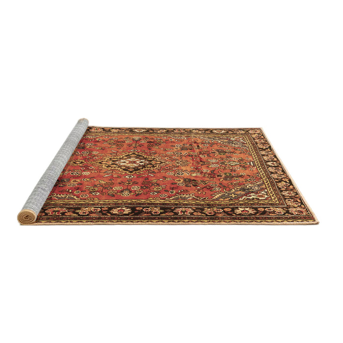 Sideview of Machine Washable Persian Brown Traditional Rug, wshtr2781brn