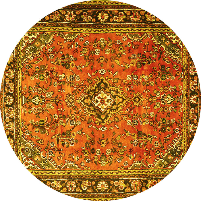 Round Persian Yellow Traditional Rug, tr2781yw