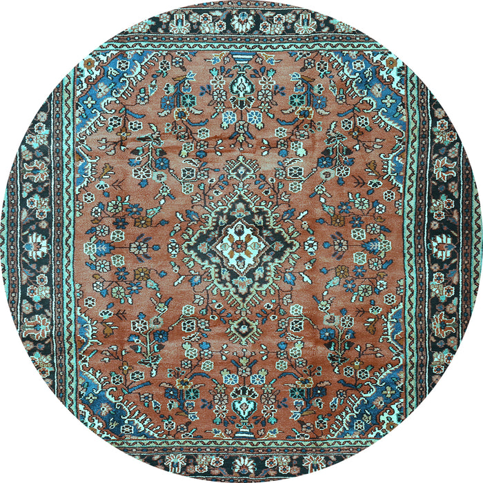 Round Persian Light Blue Traditional Rug, tr2781lblu