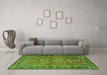 Machine Washable Persian Green Traditional Area Rugs in a Living Room,, wshtr2781grn