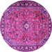 Round Machine Washable Persian Purple Traditional Area Rugs, wshtr2781pur