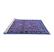 Sideview of Machine Washable Persian Blue Traditional Rug, wshtr2781blu