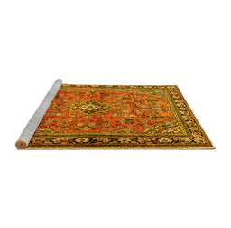 Sideview of Machine Washable Persian Yellow Traditional Rug, wshtr2781yw