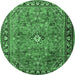 Round Persian Emerald Green Traditional Rug, tr2781emgrn