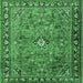 Square Machine Washable Persian Emerald Green Traditional Area Rugs, wshtr2781emgrn