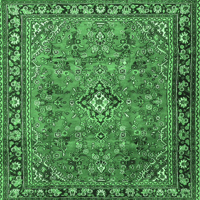 Square Persian Emerald Green Traditional Rug, tr2781emgrn