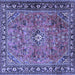 Square Machine Washable Persian Blue Traditional Rug, wshtr2781blu