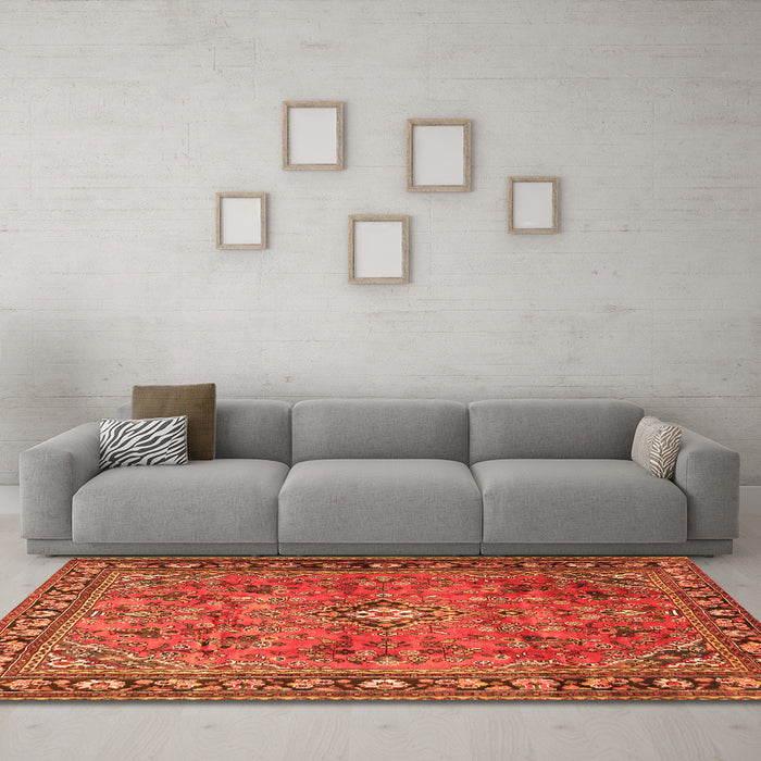 Machine Washable Persian Orange Traditional Area Rugs in a Living Room, wshtr2781org
