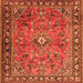 Round Machine Washable Persian Orange Traditional Area Rugs, wshtr2781org