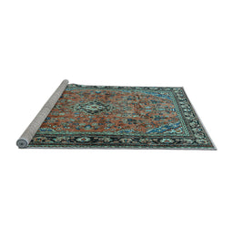 Sideview of Machine Washable Persian Light Blue Traditional Rug, wshtr2781lblu