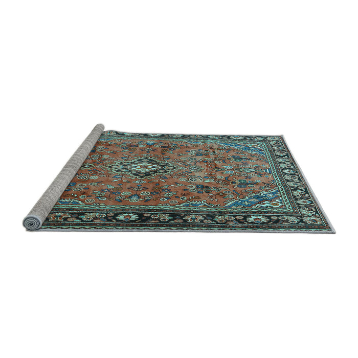 Sideview of Machine Washable Persian Light Blue Traditional Rug, wshtr2781lblu