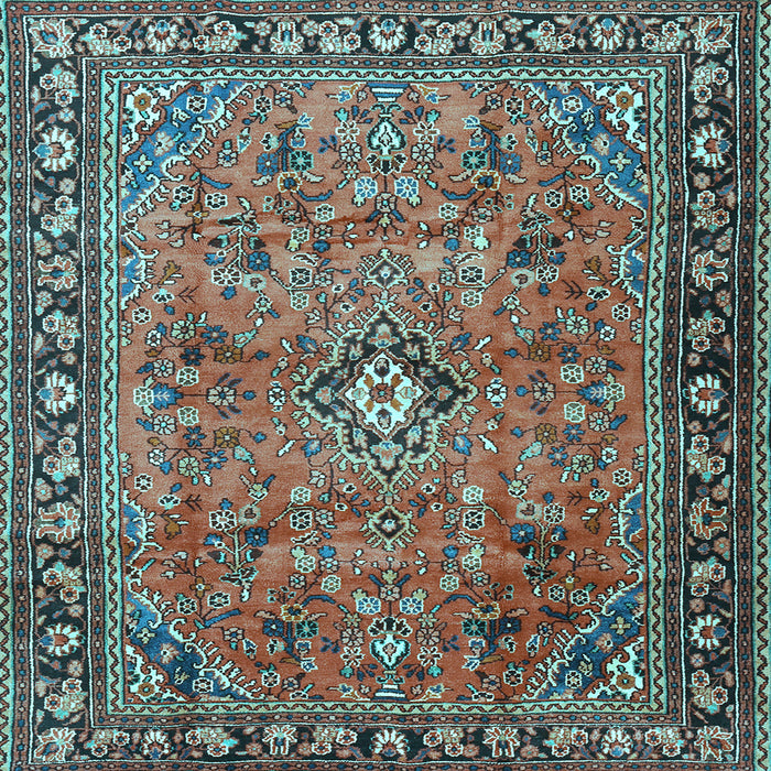 Square Machine Washable Persian Light Blue Traditional Rug, wshtr2781lblu