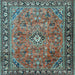 Square Machine Washable Persian Light Blue Traditional Rug, wshtr2781lblu