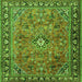 Round Machine Washable Persian Green Traditional Area Rugs, wshtr2781grn