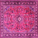 Square Machine Washable Persian Pink Traditional Rug, wshtr2781pnk