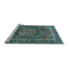 Sideview of Machine Washable Medallion Light Blue Traditional Rug, wshtr2782lblu