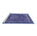 Sideview of Machine Washable Medallion Blue Traditional Rug, wshtr2782blu