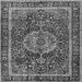 Round Machine Washable Medallion Gray Traditional Rug, wshtr2782gry