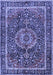 Machine Washable Medallion Blue Traditional Rug, wshtr2782blu