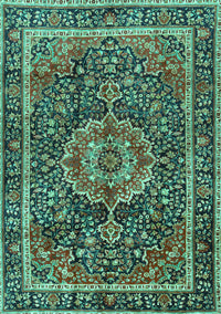 Medallion Turquoise Traditional Rug, tr2782turq