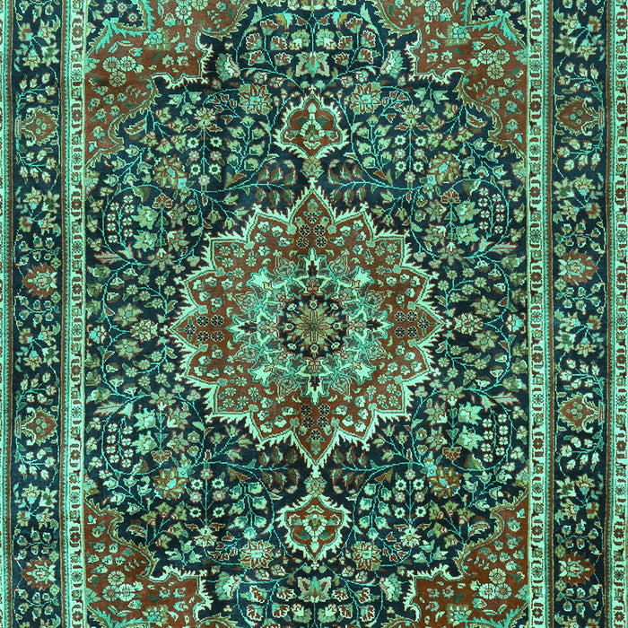 Medallion Turquoise Traditional Rug, tr2782turq