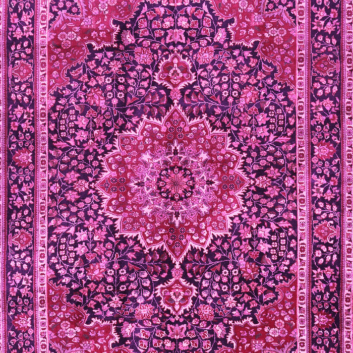 Machine Washable Medallion Pink Traditional Rug, wshtr2782pnk