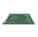 Sideview of Machine Washable Medallion Turquoise Traditional Area Rugs, wshtr2782turq