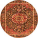 Machine Washable Medallion Orange Traditional Area Rugs, wshtr2782org