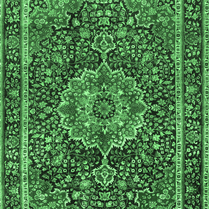 Machine Washable Medallion Emerald Green Traditional Area Rugs, wshtr2782emgrn