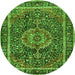 Machine Washable Medallion Green Traditional Area Rugs, wshtr2782grn