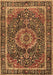 Machine Washable Medallion Brown Traditional Rug, wshtr2782brn