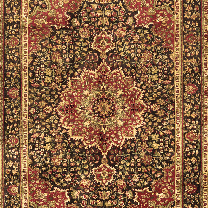 Machine Washable Medallion Brown Traditional Rug, wshtr2782brn