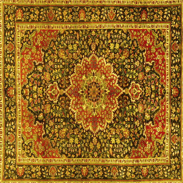 Square Medallion Yellow Traditional Rug, tr2782yw