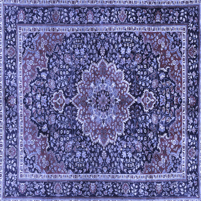 Square Machine Washable Medallion Blue Traditional Rug, wshtr2782blu