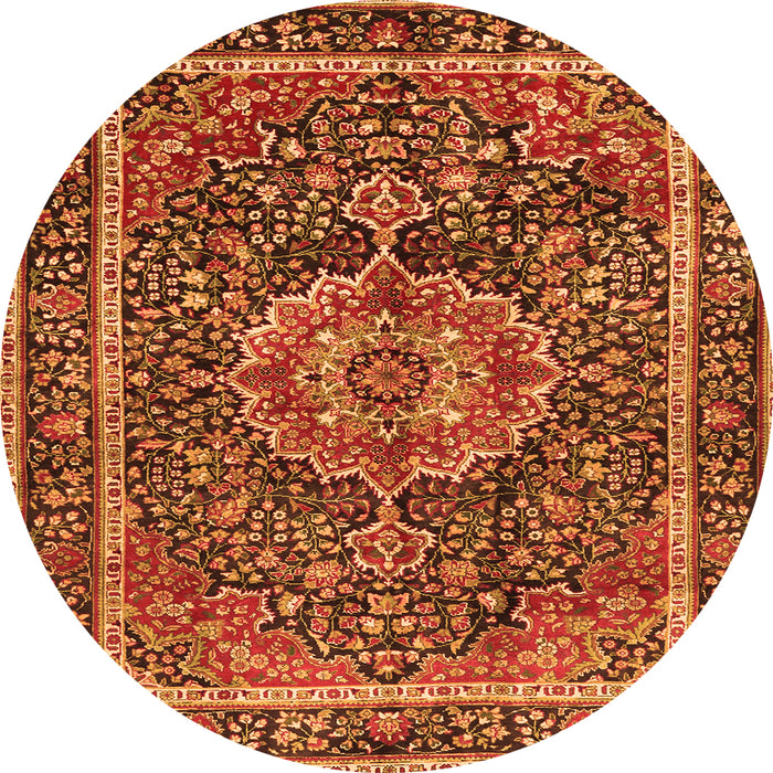 Square Medallion Orange Traditional Rug, tr2782org