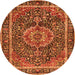 Square Medallion Orange Traditional Rug, tr2782org