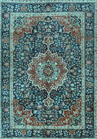 Medallion Light Blue Traditional Rug, tr2782lblu