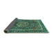 Sideview of Medallion Turquoise Traditional Rug, tr2782turq