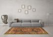 Machine Washable Medallion Brown Traditional Rug in a Living Room,, wshtr2782brn