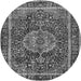 Machine Washable Medallion Gray Traditional Rug, wshtr2782gry