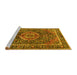 Sideview of Machine Washable Medallion Yellow Traditional Rug, wshtr2782yw