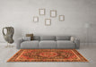 Machine Washable Medallion Orange Traditional Area Rugs in a Living Room, wshtr2782org