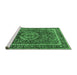 Sideview of Machine Washable Medallion Emerald Green Traditional Area Rugs, wshtr2782emgrn