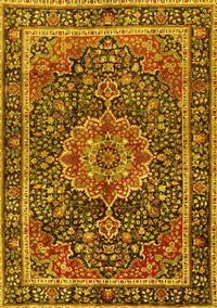 Medallion Yellow Traditional Rug, tr2782yw